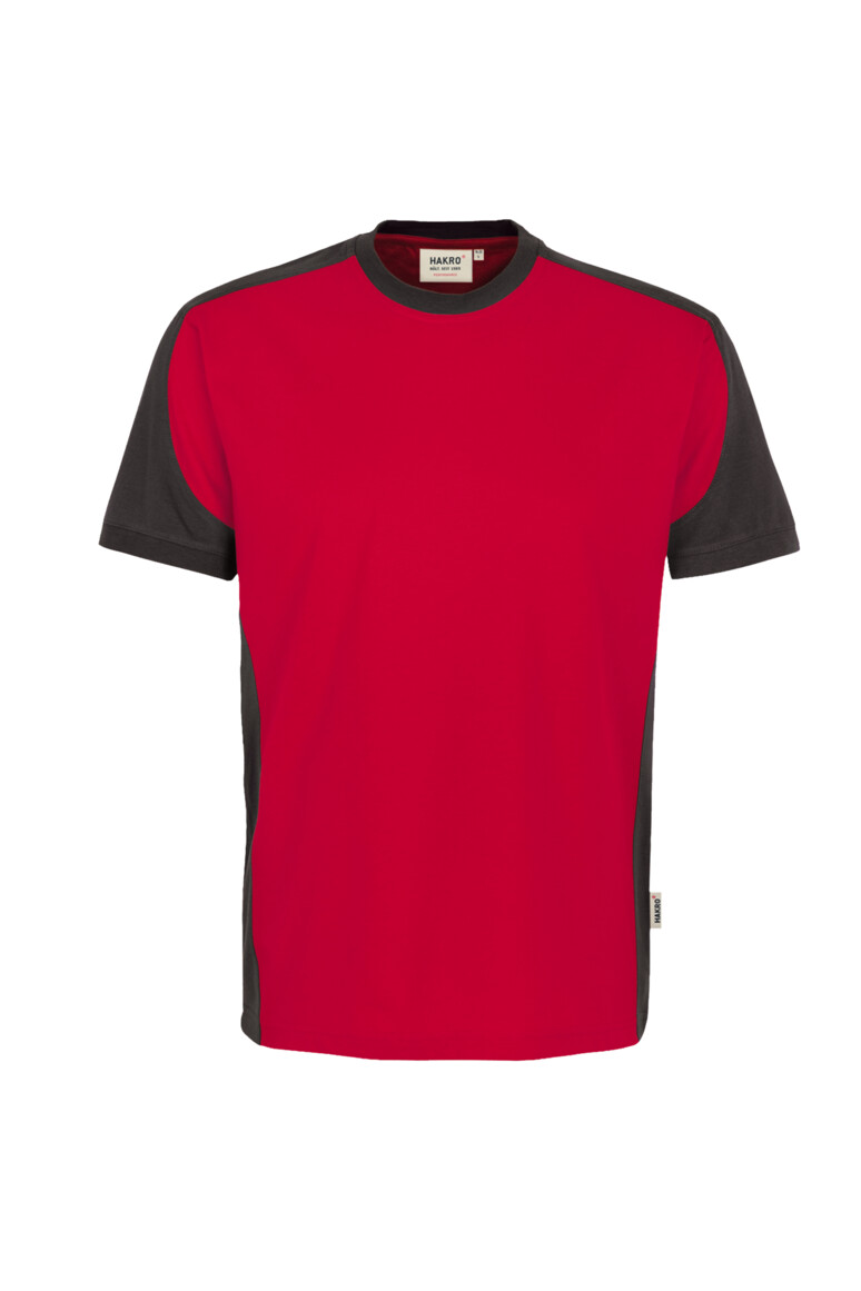HAKRO 290 T-Shirt Contrast MIKRALINAR® in Rot/Anthrazit – Vorderansicht