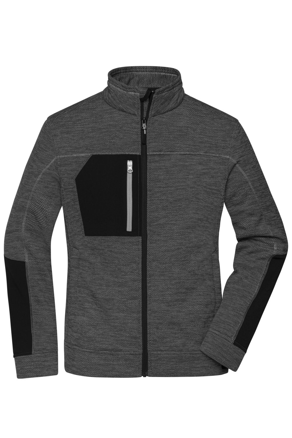 Daiber Ladies' Structure Fleece Jacket GRS in Black-Melange/Black/Silver – Vorderansicht