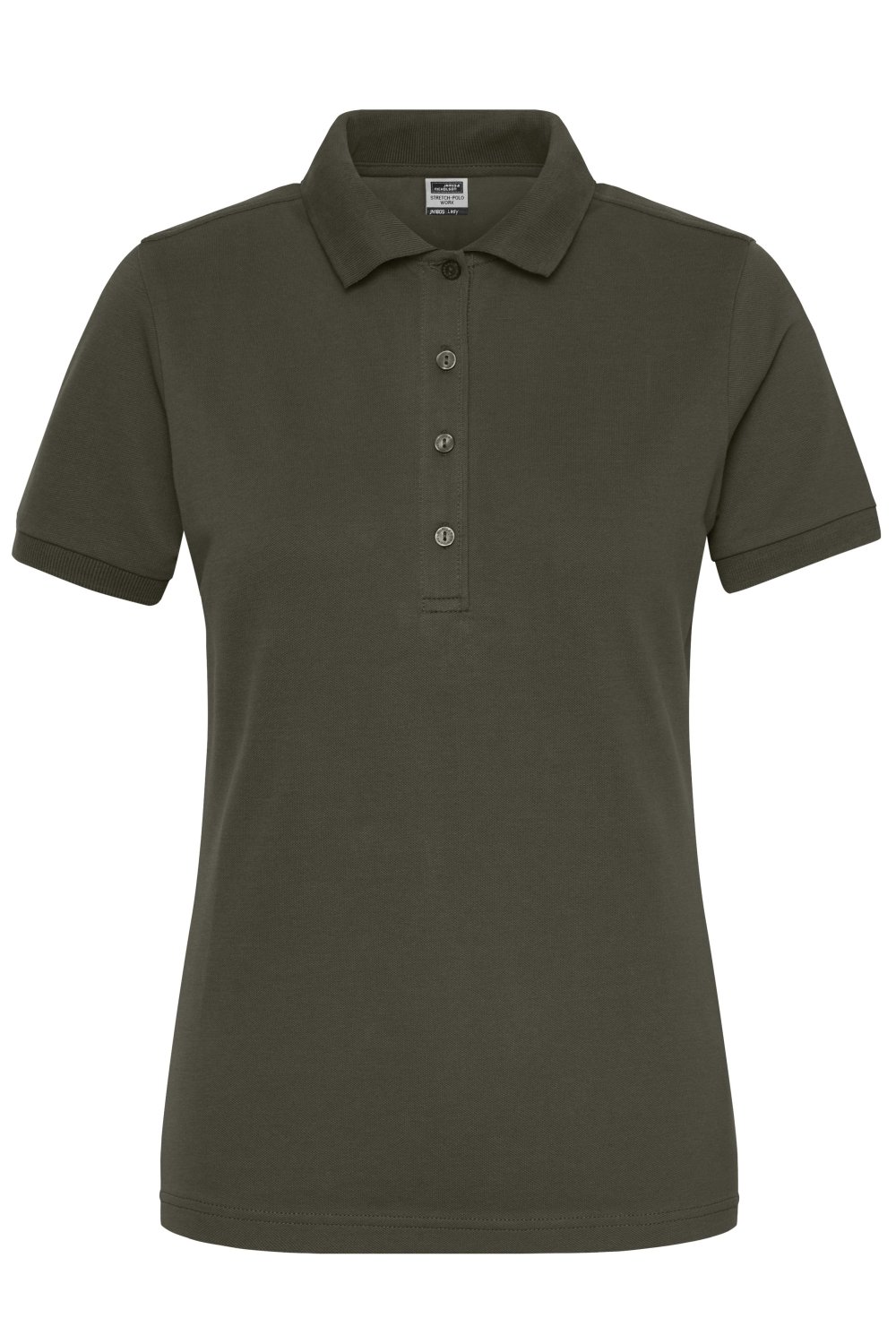 Daiber Ladies' ORGANIC Stretch-Polo Work - SOLID - OCS Blended in Olive – Vorderansicht