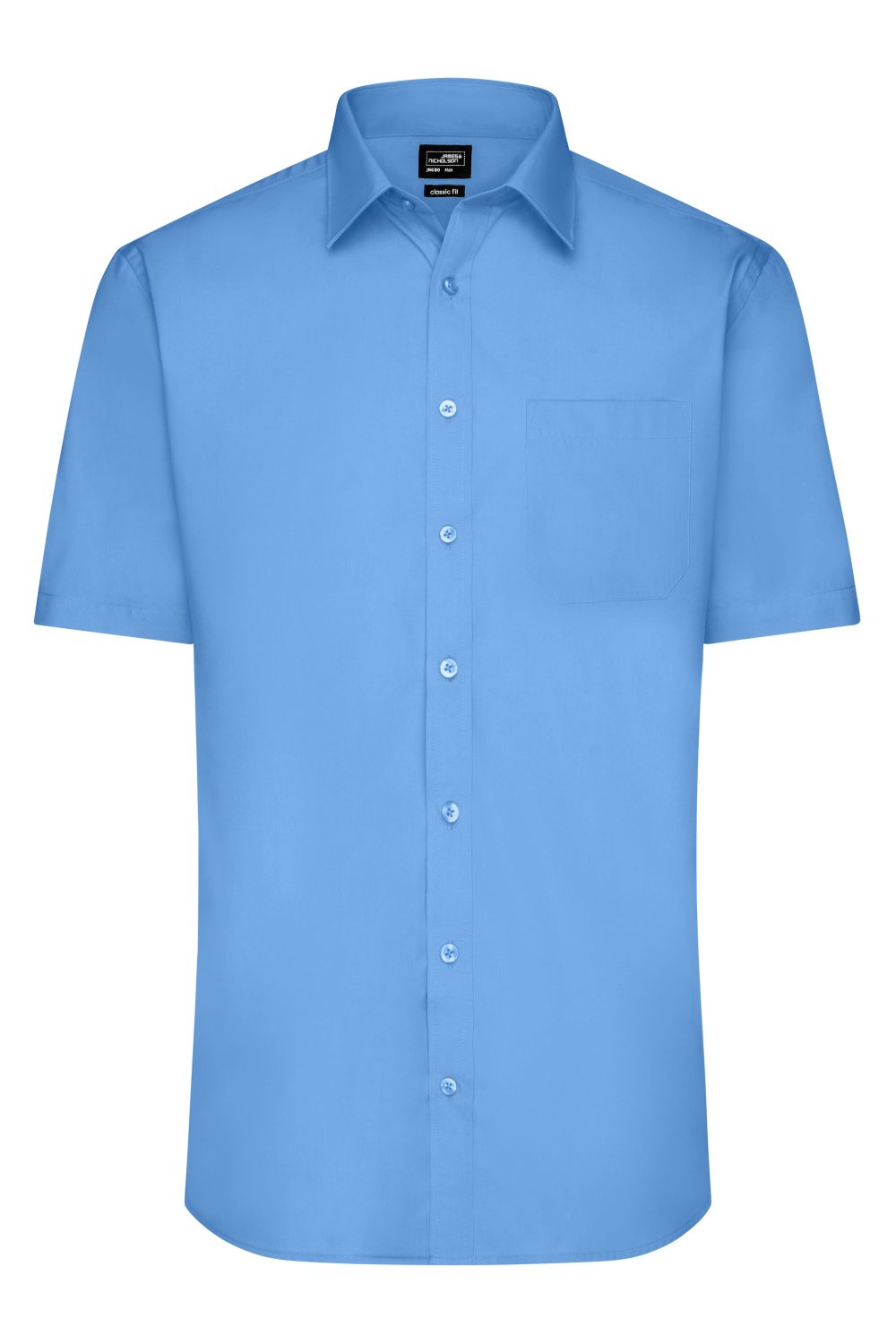 Daiber Men's Shirt Short-Sleeved Poplin in Aqua – Vorderansicht