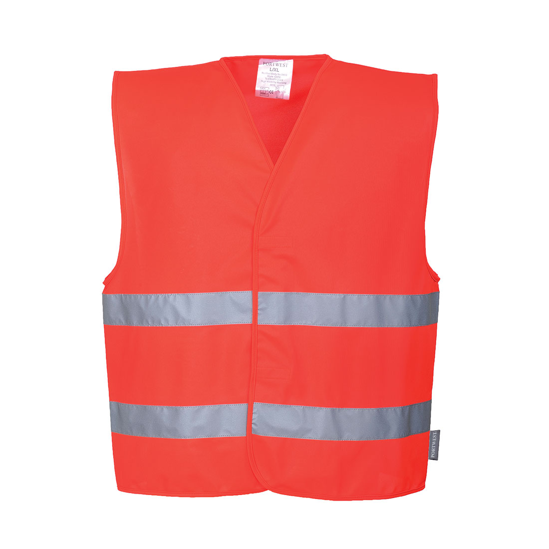 Portwest Hi-Vis Two Band Vest in Rot – Vorderansicht