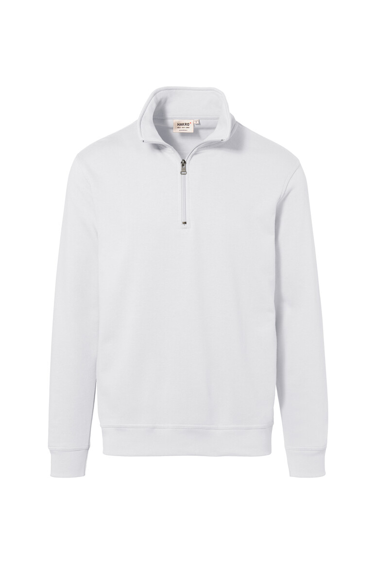 HAKRO 451 Zip-Sweatshirt Premium in Weiß – Vorderansicht