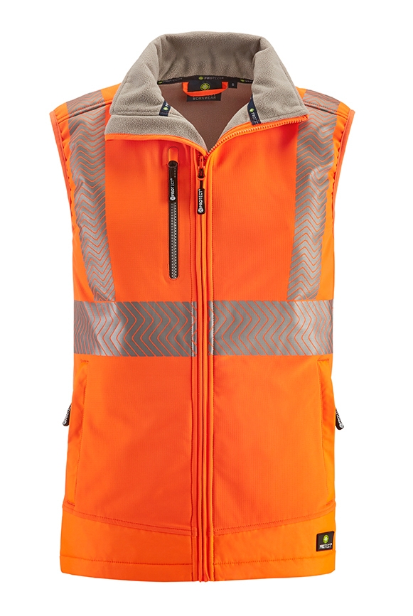 4PROTECT® Warnschutz-Softshellweste PARAMUS in Leuchtorange – Vorderansicht