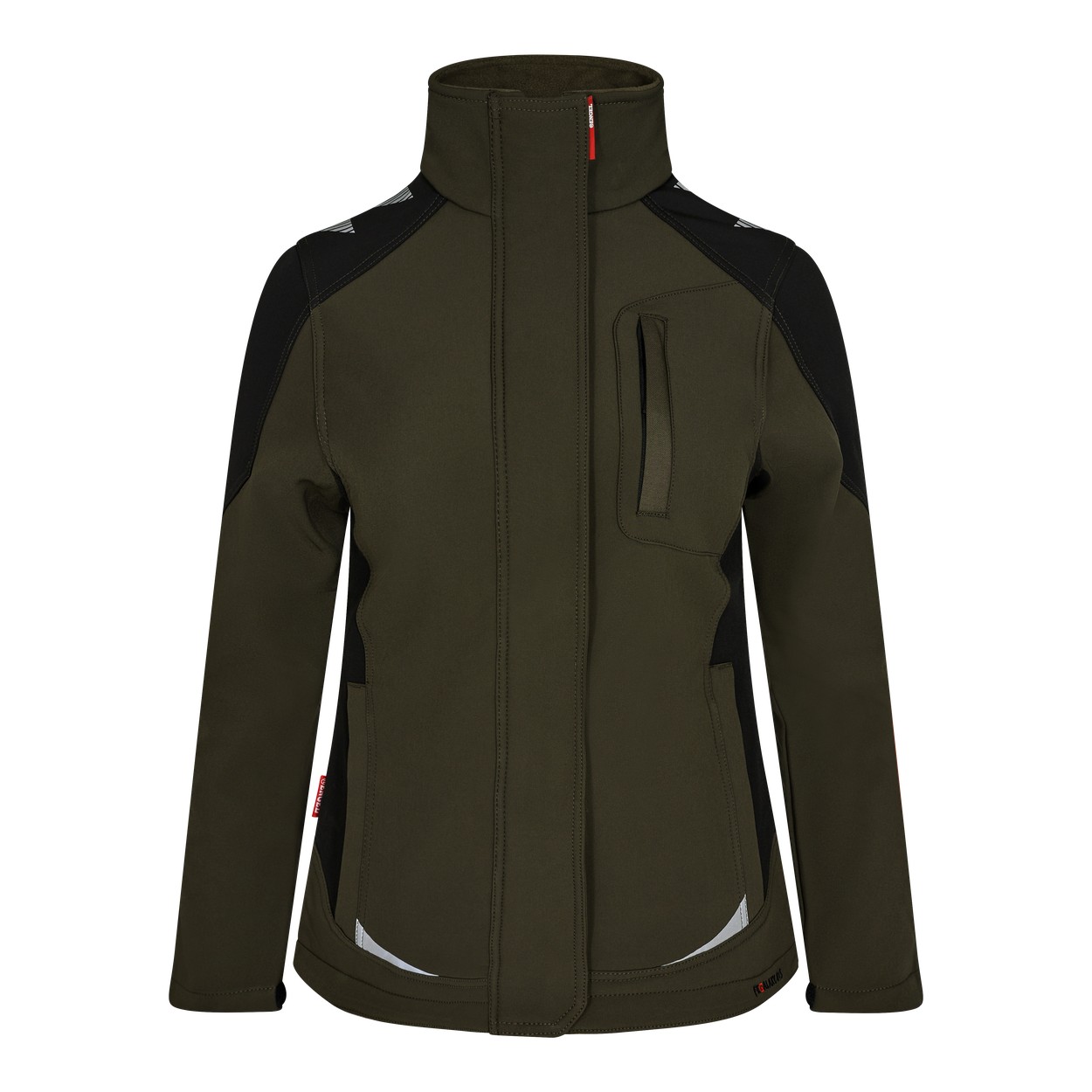ENGEL Galaxy 8815-229 Damen Softshelljacke in Forest Green/Schwarz – Vorderansicht