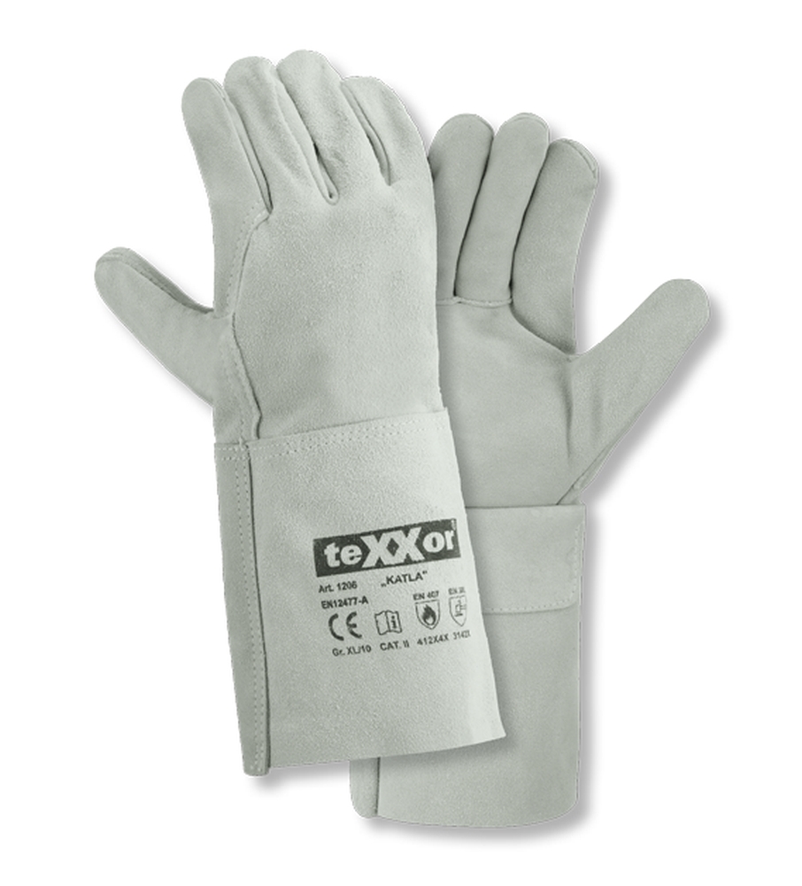 teXXor® Schweißerhandschuhe KATLA in Natur – Vorderansicht