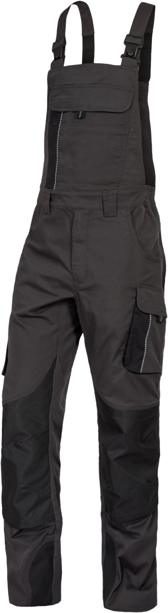 Leibwächter Latzhose mit Knietaschen Dynamic Line in Anthrazit-Schwarz – Vorderansicht