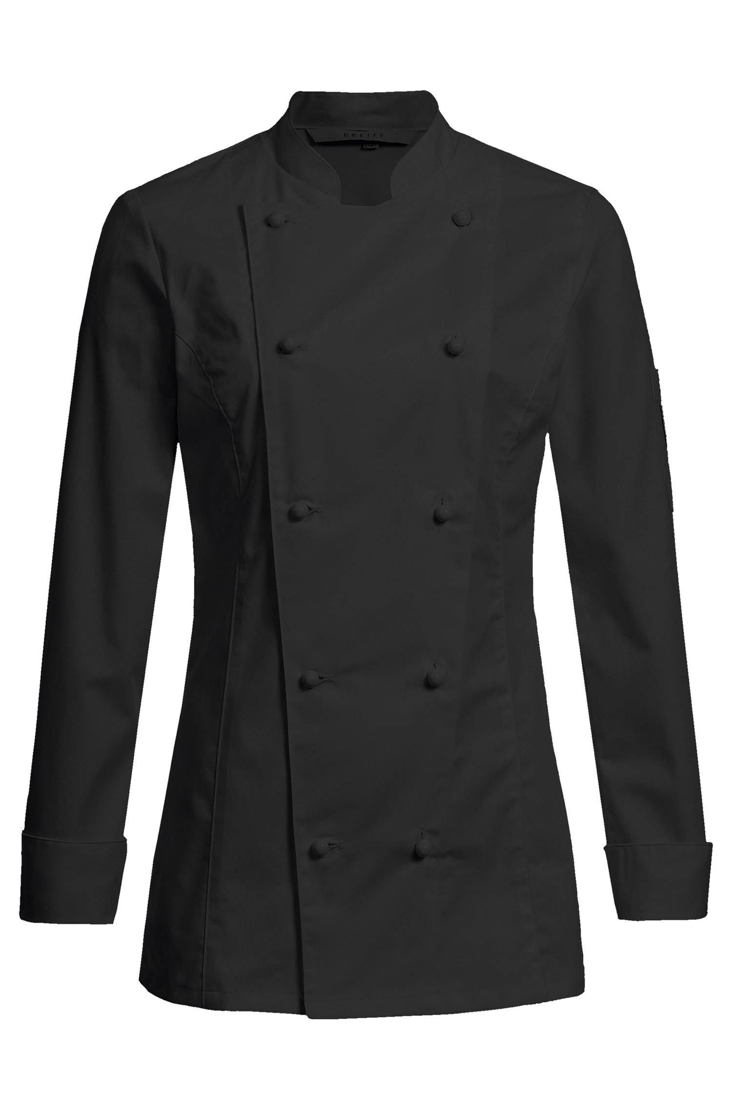 Greiff Damen-Kochjacke RF in Schwarz – Vorderansicht