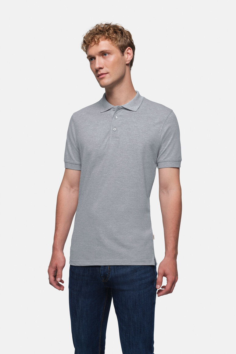 HAKRO 810 Poloshirt Classic in Grau Meliert – Modellansicht