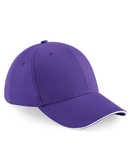 Beechfield Athleisure 6 Panel Cap in Purple/White – Vorderansicht