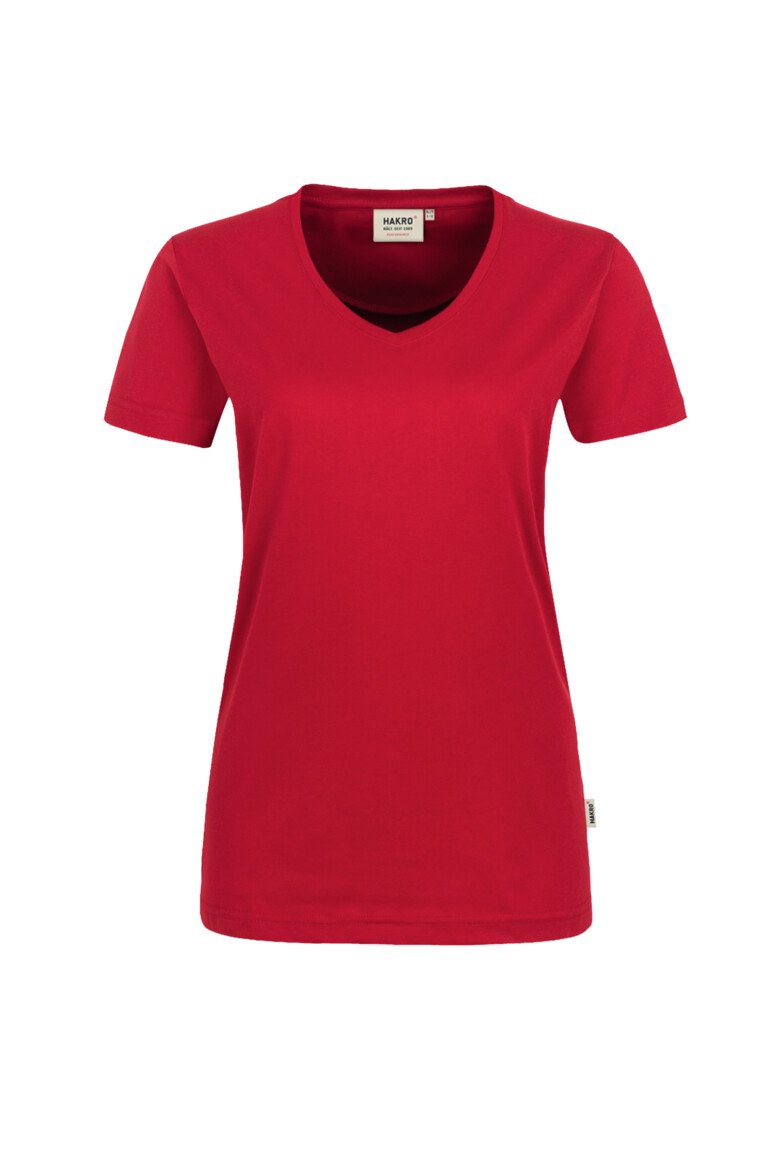 HAKRO 181 Damen V-Shirt MIKRALINAR® in Rot – Vorderansicht