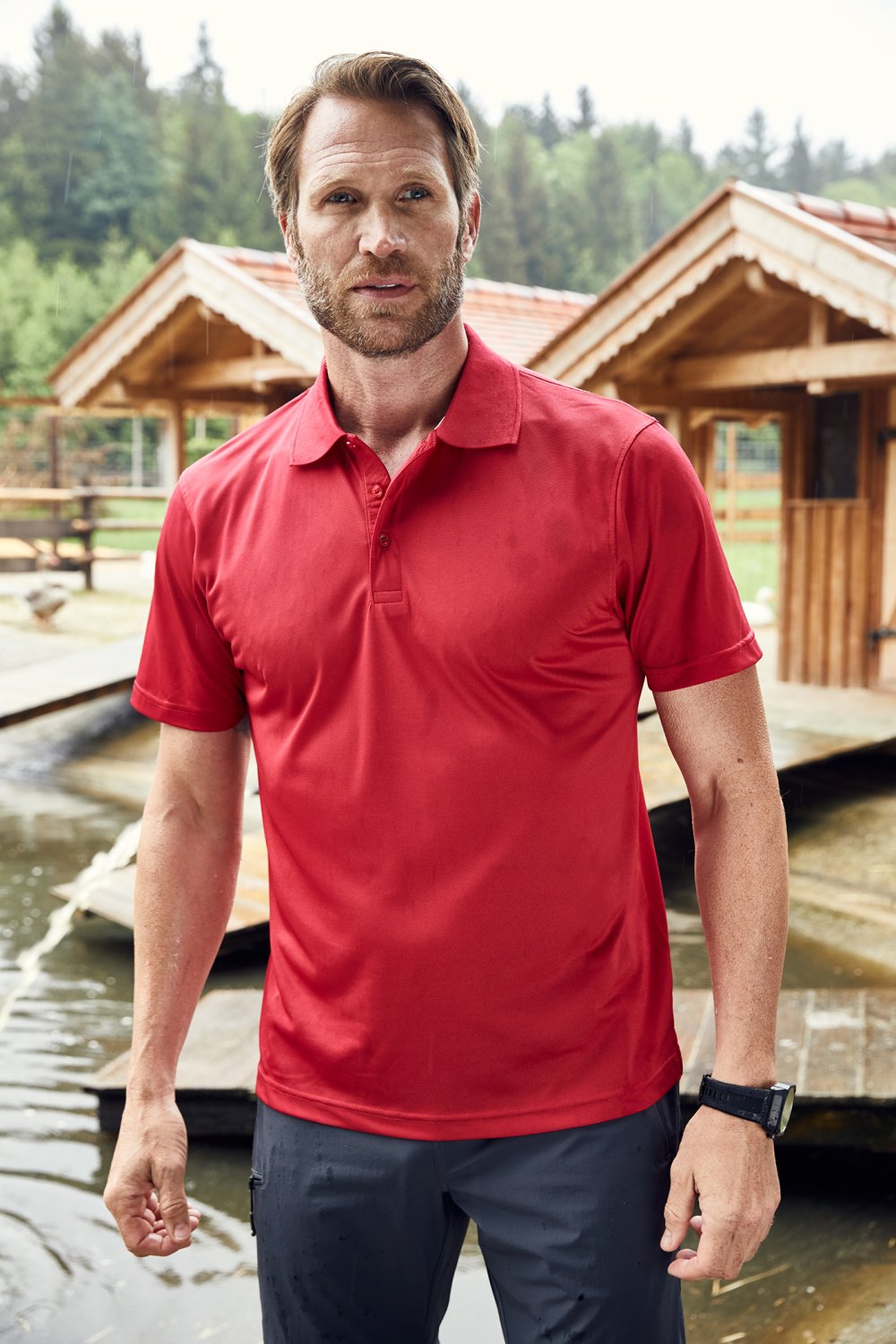 Daiber Men's Polo High Performance in White – Modellansicht