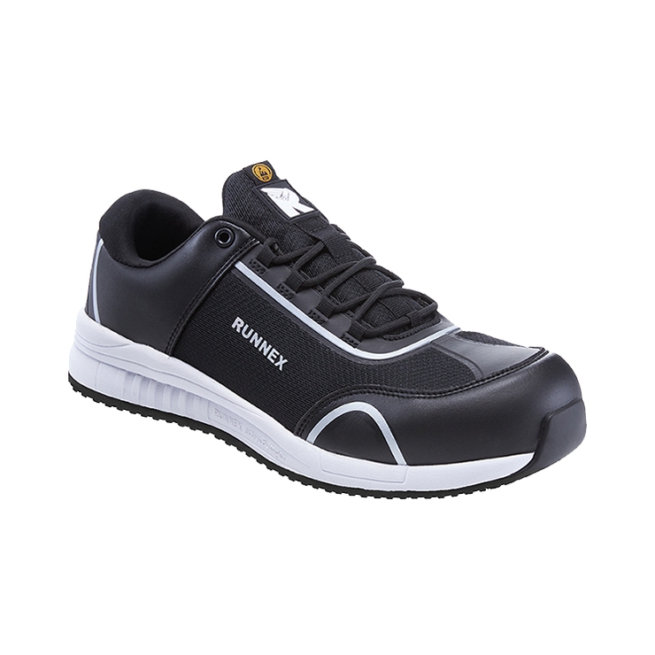 RUNNEX® S1PS-ESD-Sicherheitshalbschuhe SportStar in Schwarz/Weiß – Vorderansicht