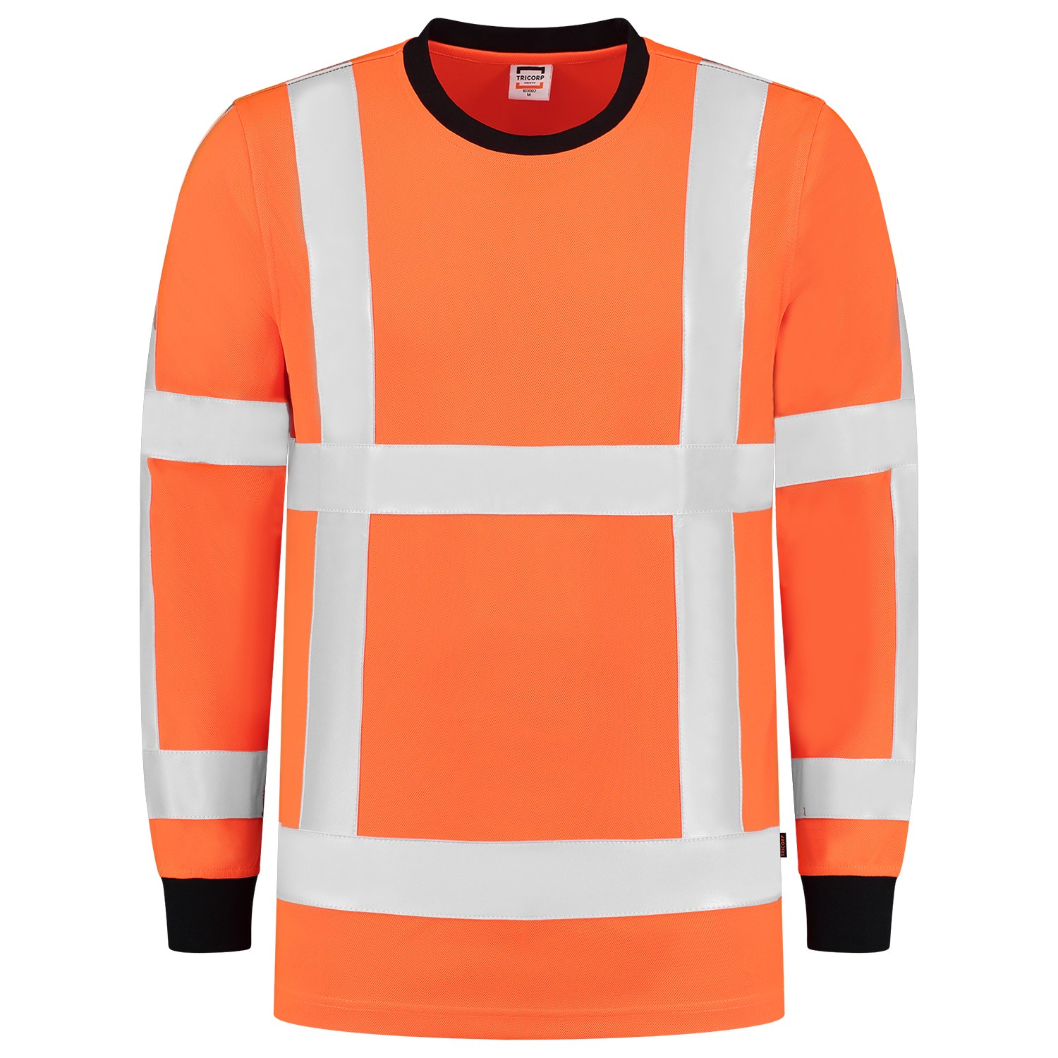 TRICORP T-Shirt EN ISO 20471 Birdseye Langarm in Fluororange – Vorderansicht