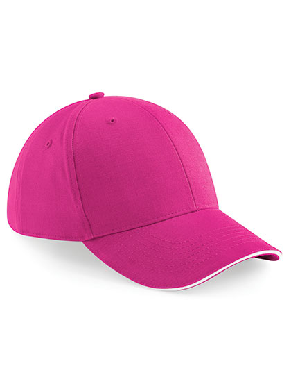 Beechfield Athleisure 6 Panel Cap in Fuchsia/White – Vorderansicht