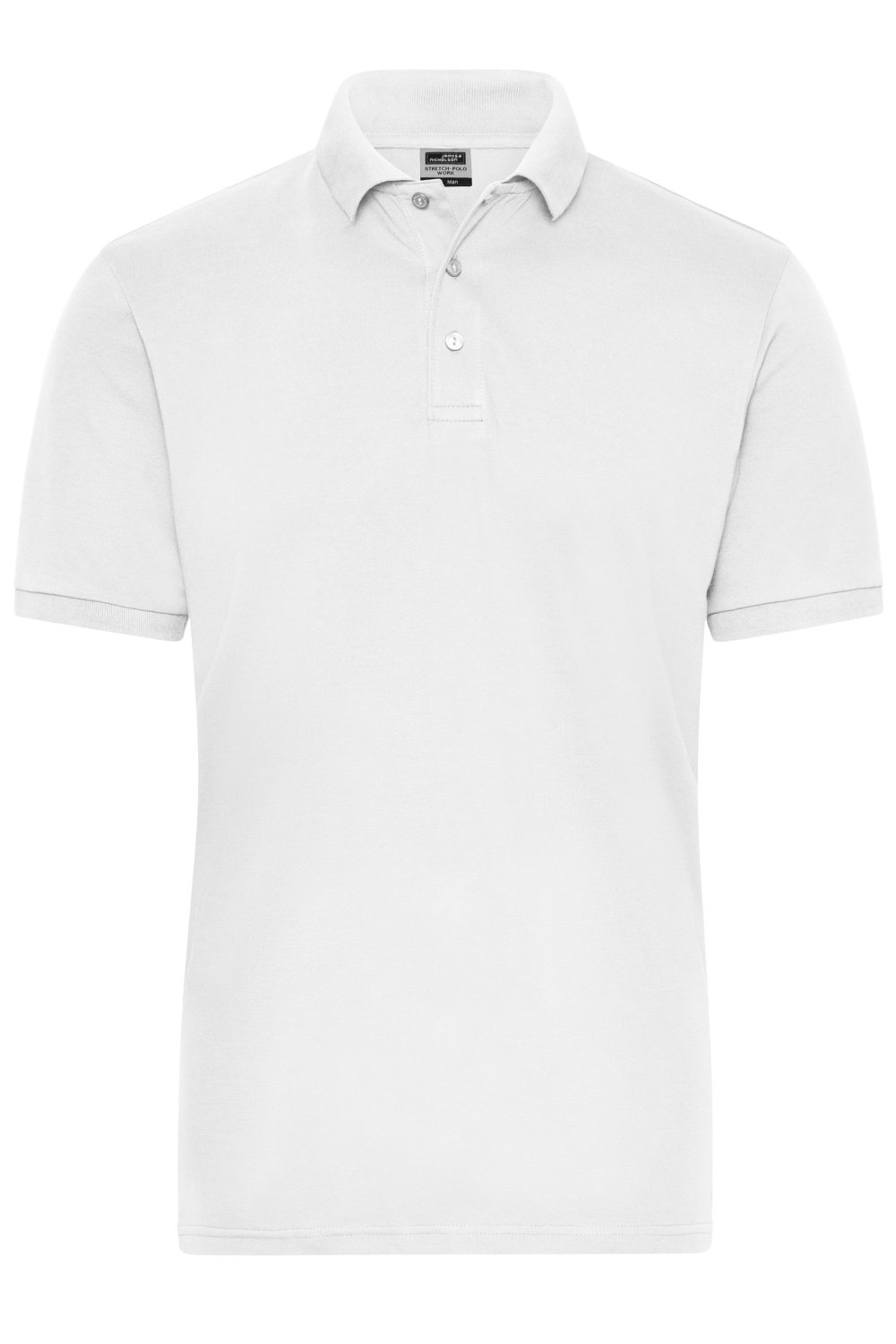 Daiber Men's ORGANIC Stretch-Polo Work - SOLID - OCS Blended in White – Vorderansicht