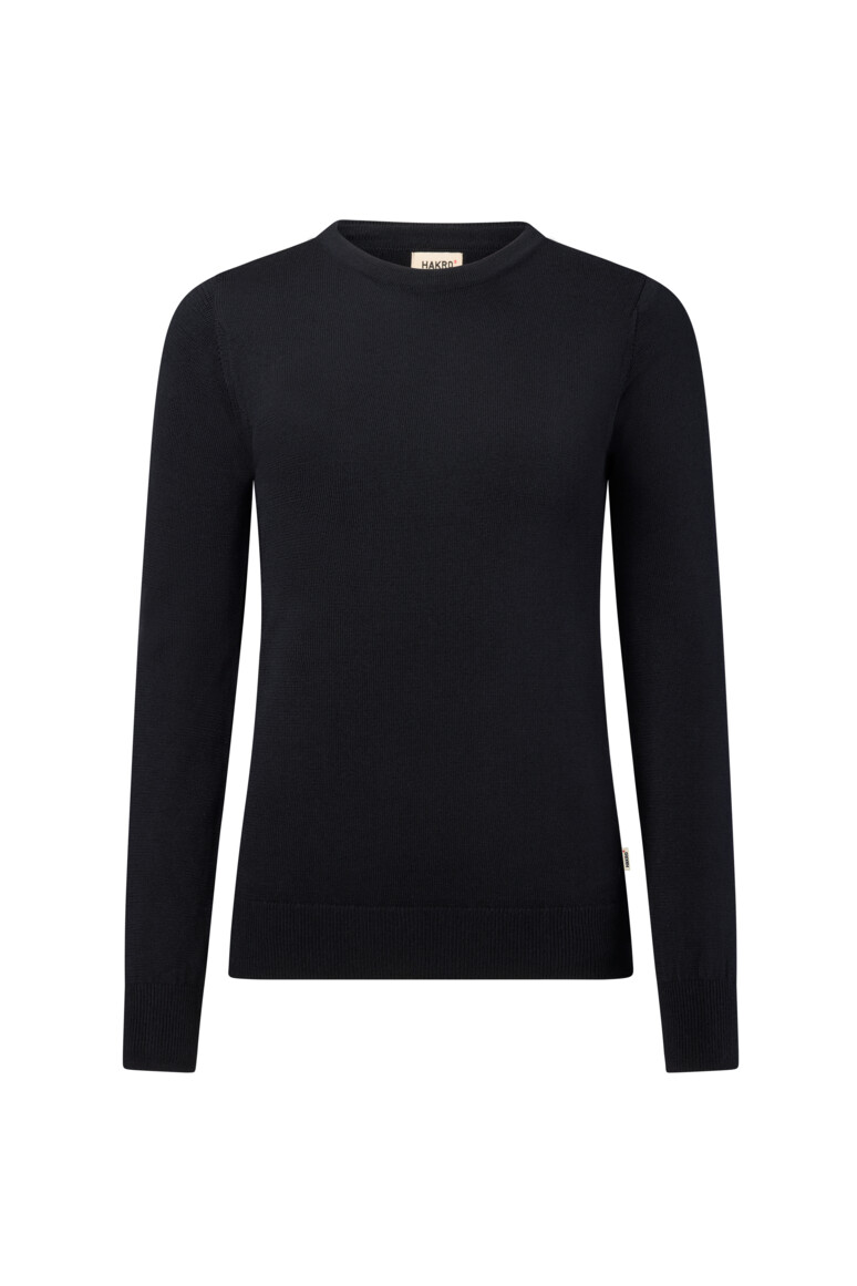 HAKRO 146 Damen Pullover Merino-Wolle in Schwarz – Vorderansicht