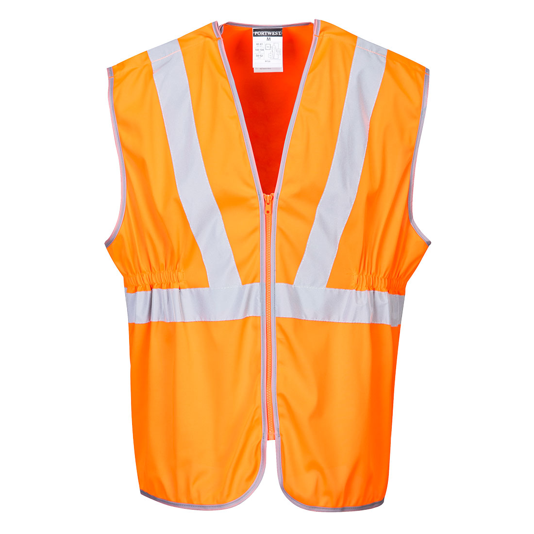 Portwest Hi-Vis Zip Long Length Vest in Orange – Vorderansicht