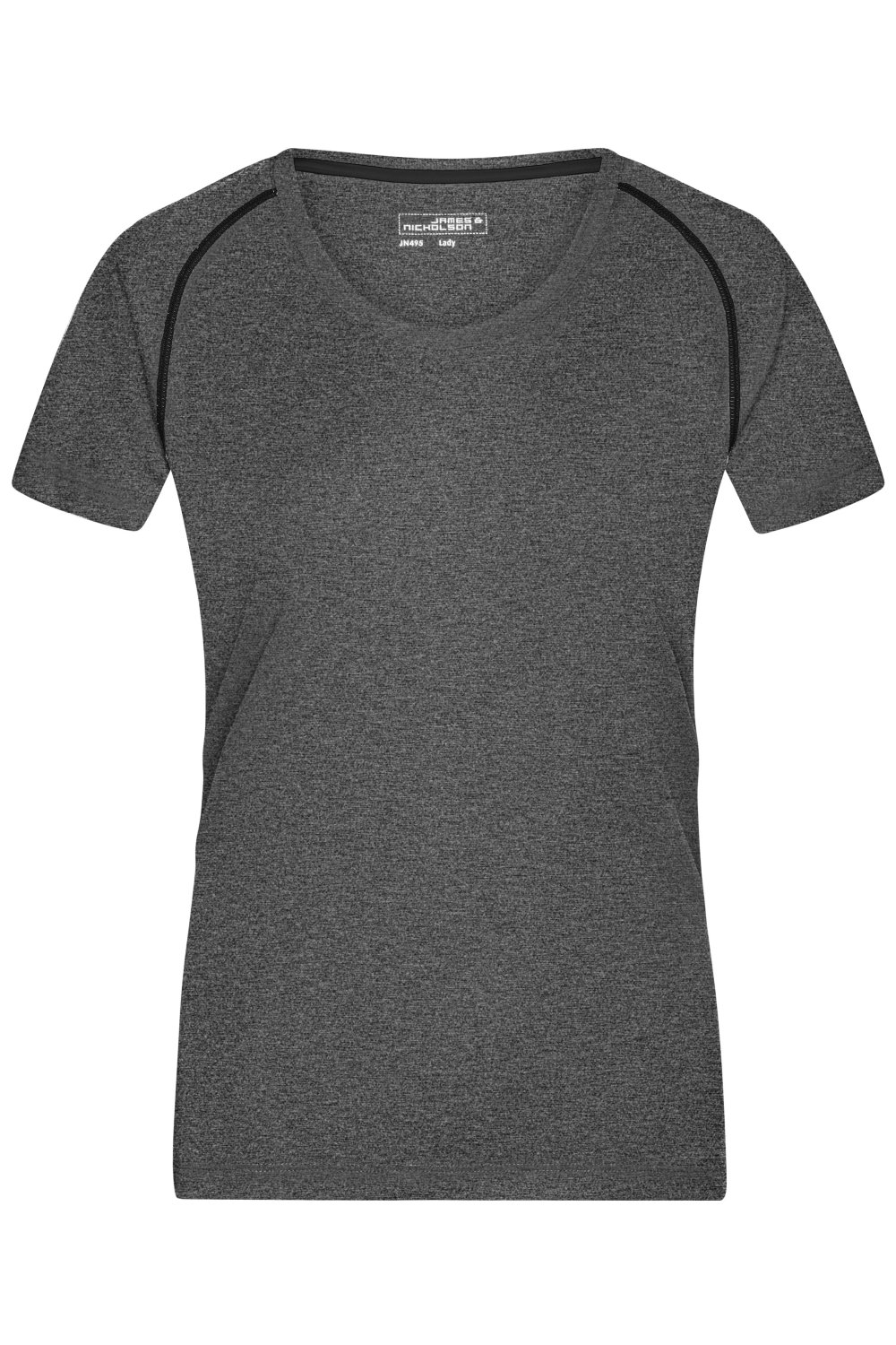 Daiber Ladies' Sports T-Shirt in Black-Melange/Black – Vorderansicht