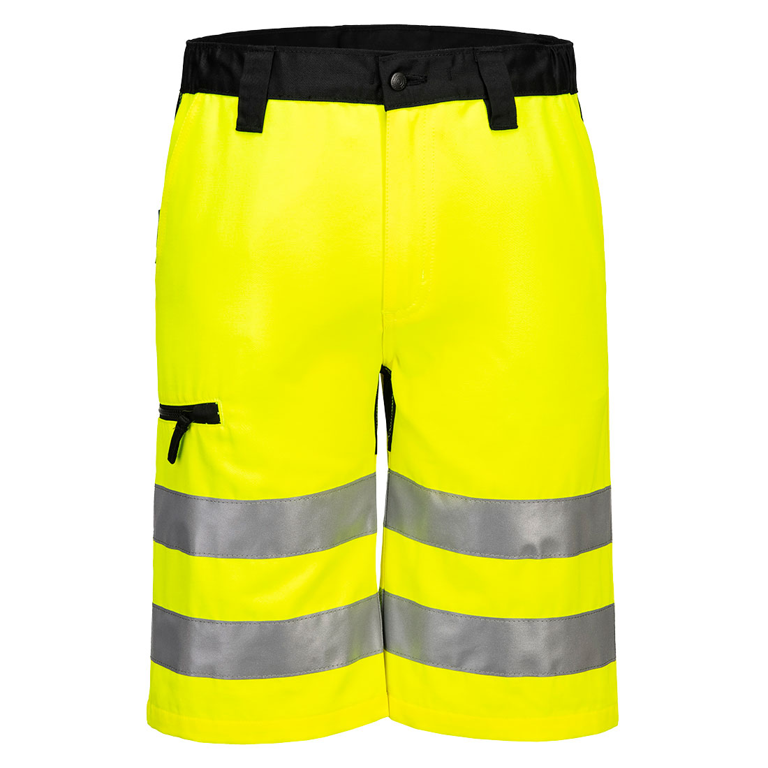 Portwest WX2 Eco Hi-Vis Shorts in Gelb/Schwarz – Vorderansicht
