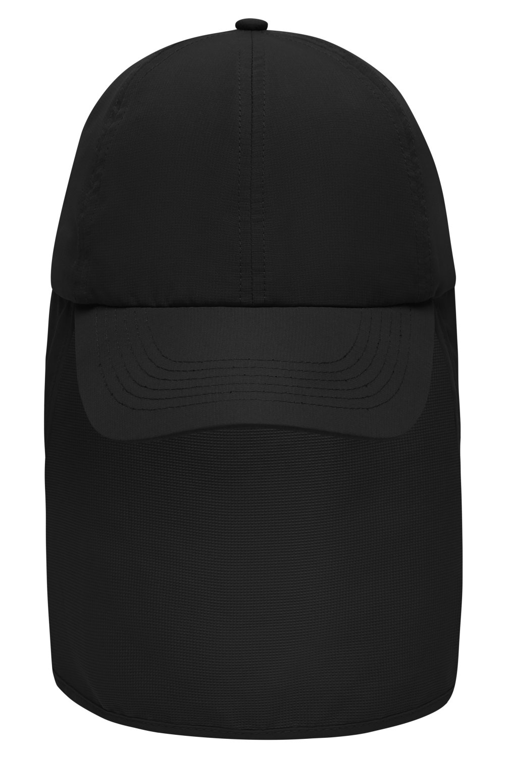 Daiber 6 Panel Cap with Neck Guard in Black – Vorderansicht