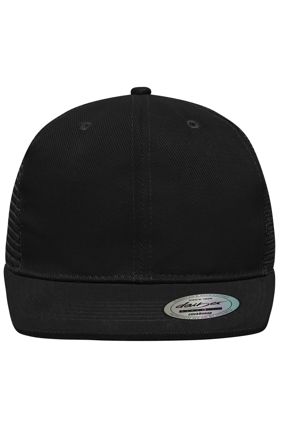 Daiber 6 Panel Flat Peak Cap in Black – Vorderansicht