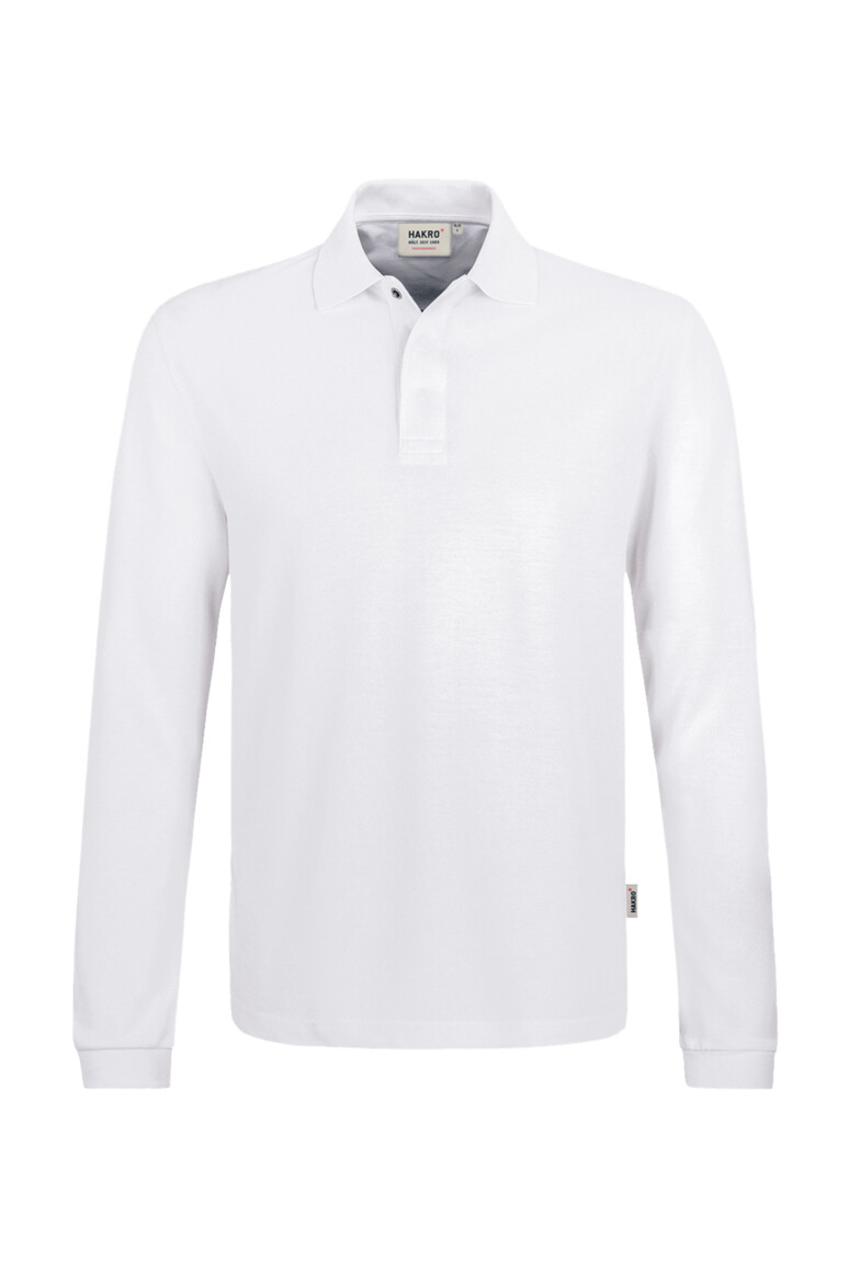 HAKRO 821 Longsleeve-Poloshirt MIKRALINAR® HACCP in Weiß – Vorderansicht