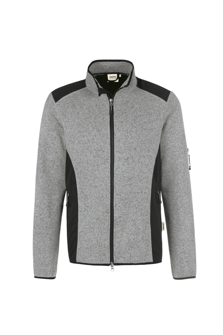 HAKRO 836 Strickfleecejacke in Grau Meliert – Vorderansicht
