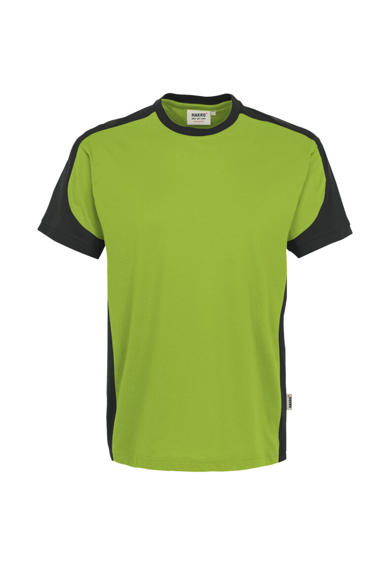 HAKRO 290 T-Shirt Contrast MIKRALINAR® in Kiwi/Anthrazit – Vorderansicht