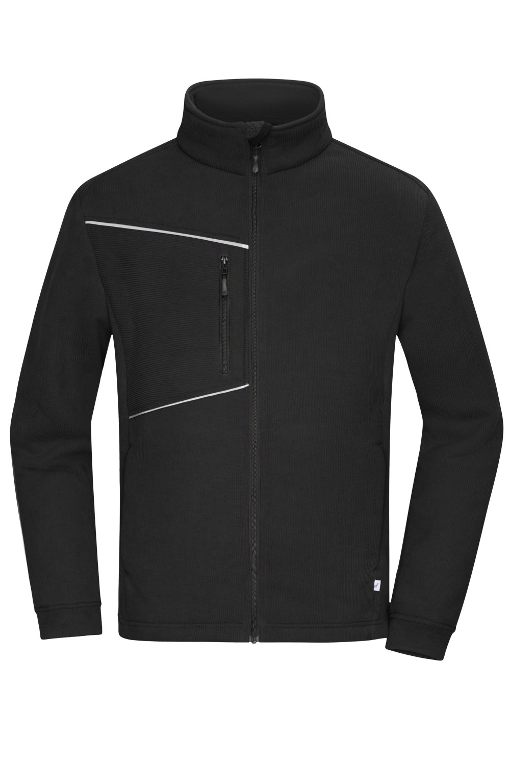 Daiber Fleece Jacket - Corduroy Look in Black – Vorderansicht