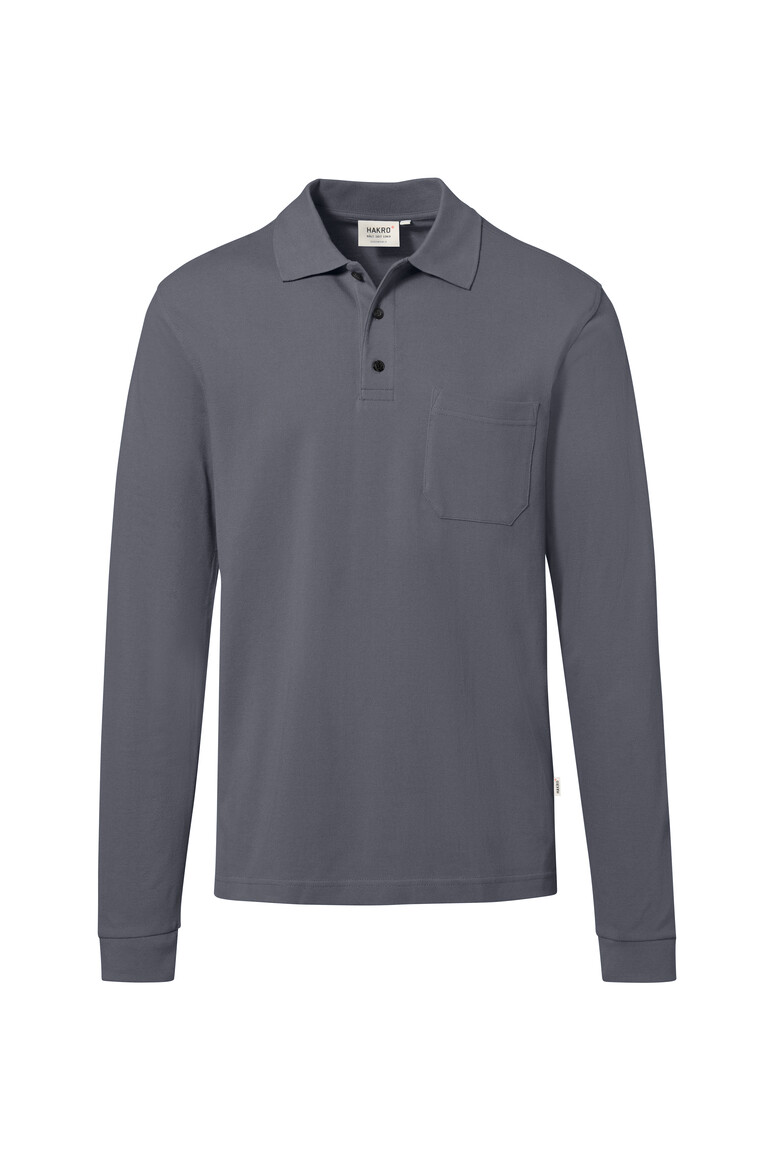HAKRO 817 Pocket-Longsleeve-Polo MIKRALINAR® ECO in Anthrazit – Vorderansicht