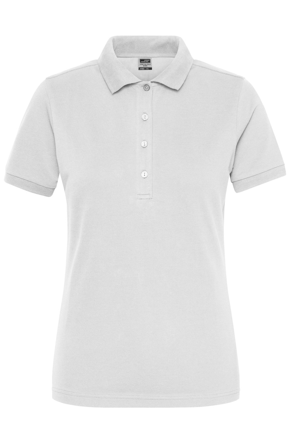 Daiber Ladies' ORGANIC Stretch-Polo Work - SOLID - OCS Blended in White – Vorderansicht