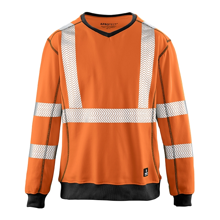 4PROTECT® Warnschutz UV-Sweatshirt COLUMBUS in Leuchtorange – Vorderansicht