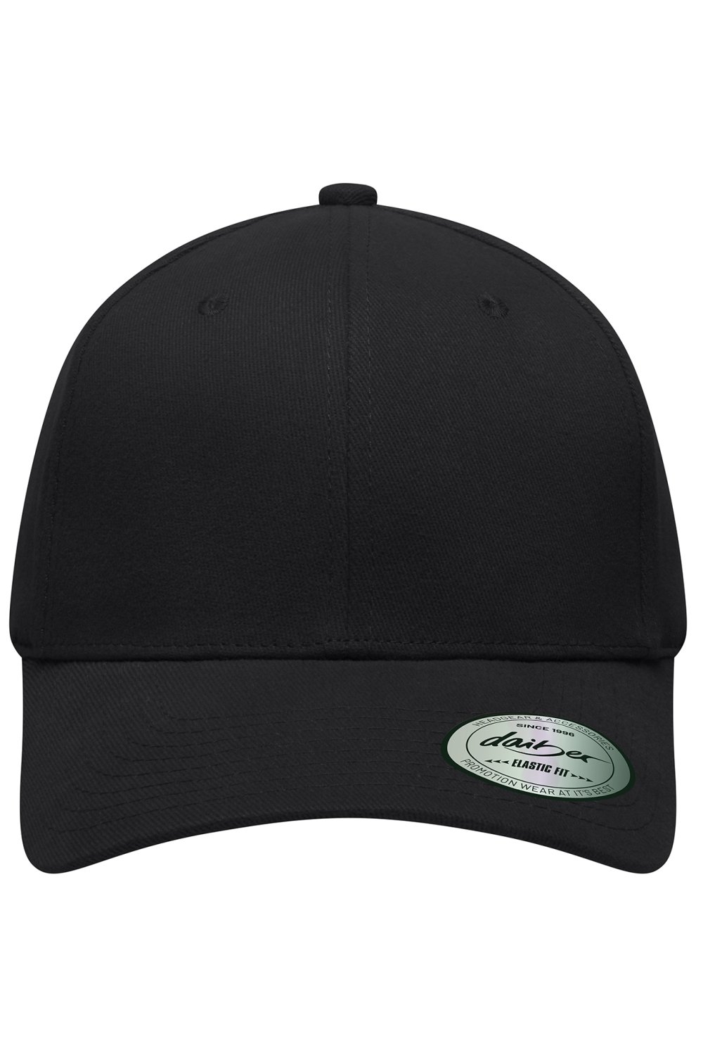 Daiber 6 Panel Elastic Fit Baseball Cap in Black – Vorderansicht