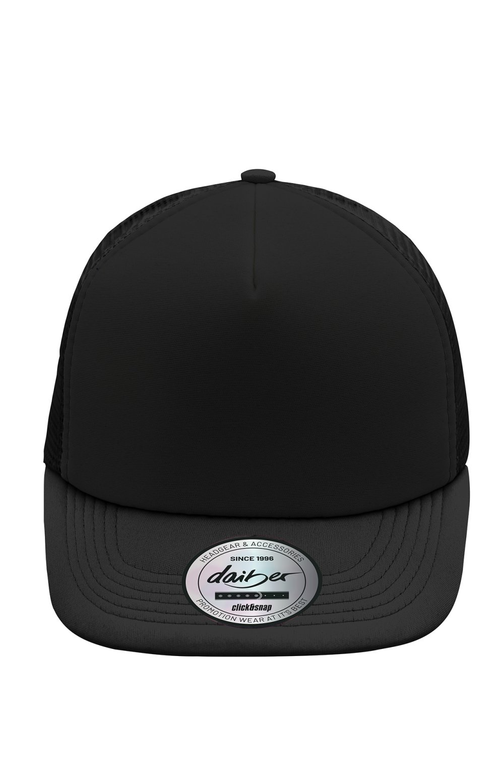 Daiber 5 Panel Flat Peak Cap in Black/Black – Vorderansicht