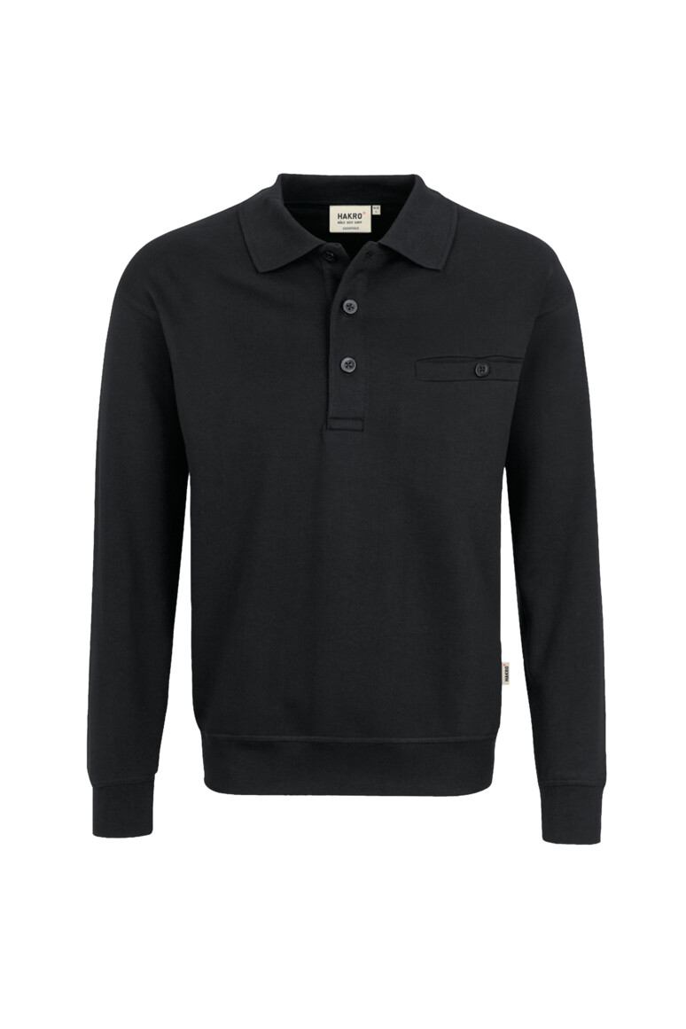HAKRO 457 Pocket-Sweatshirt Premium in Schwarz – Vorderansicht