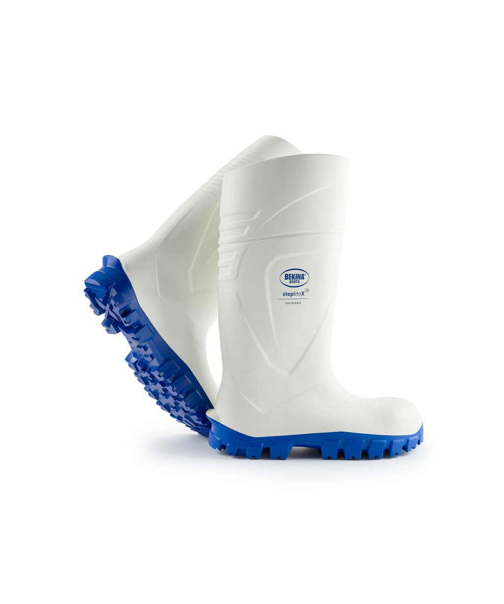 BEKINA Steplite Solidgrip XAN3P S4 in Weiß/Blau – Vorderansicht