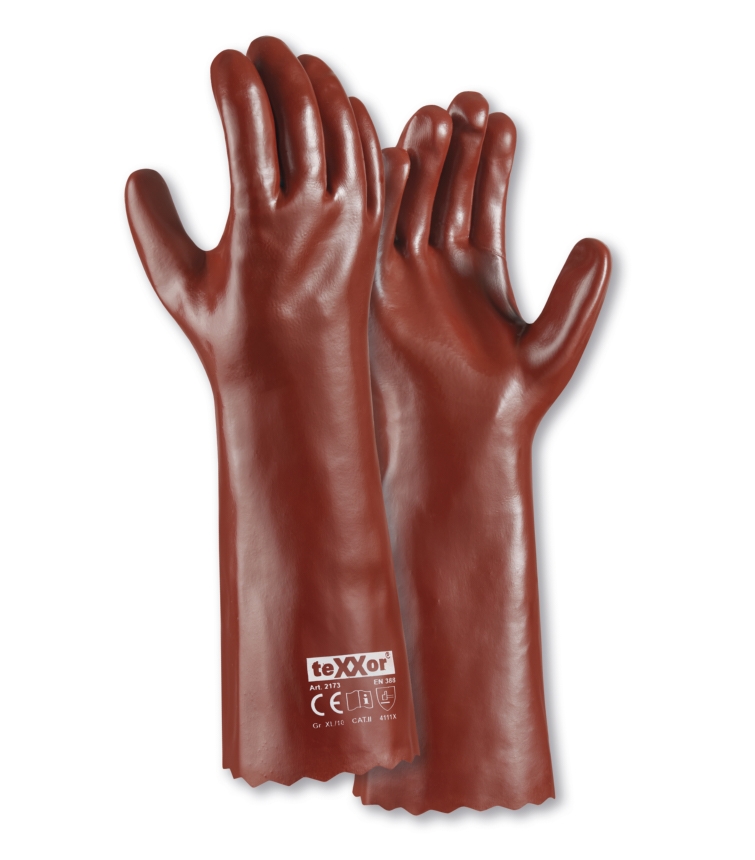 teXXor® PVC-Handschuhe ROTBRAUN in Rotbraun – Vorderansicht