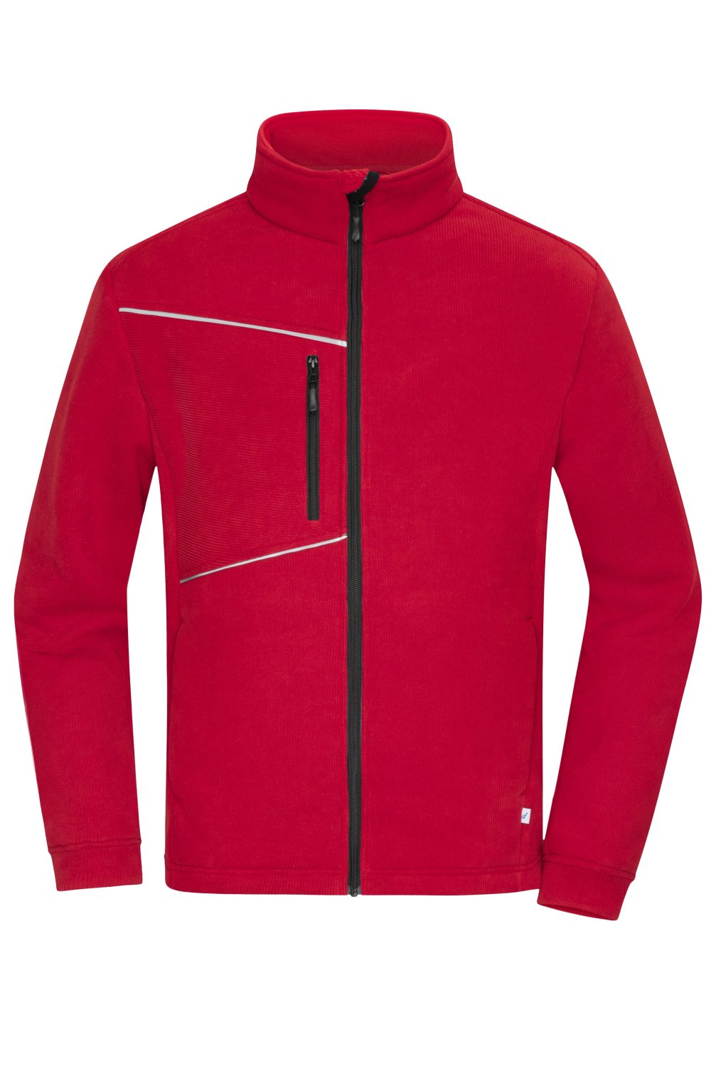 Daiber Fleece Jacket - Corduroy Look in Red – Vorderansicht