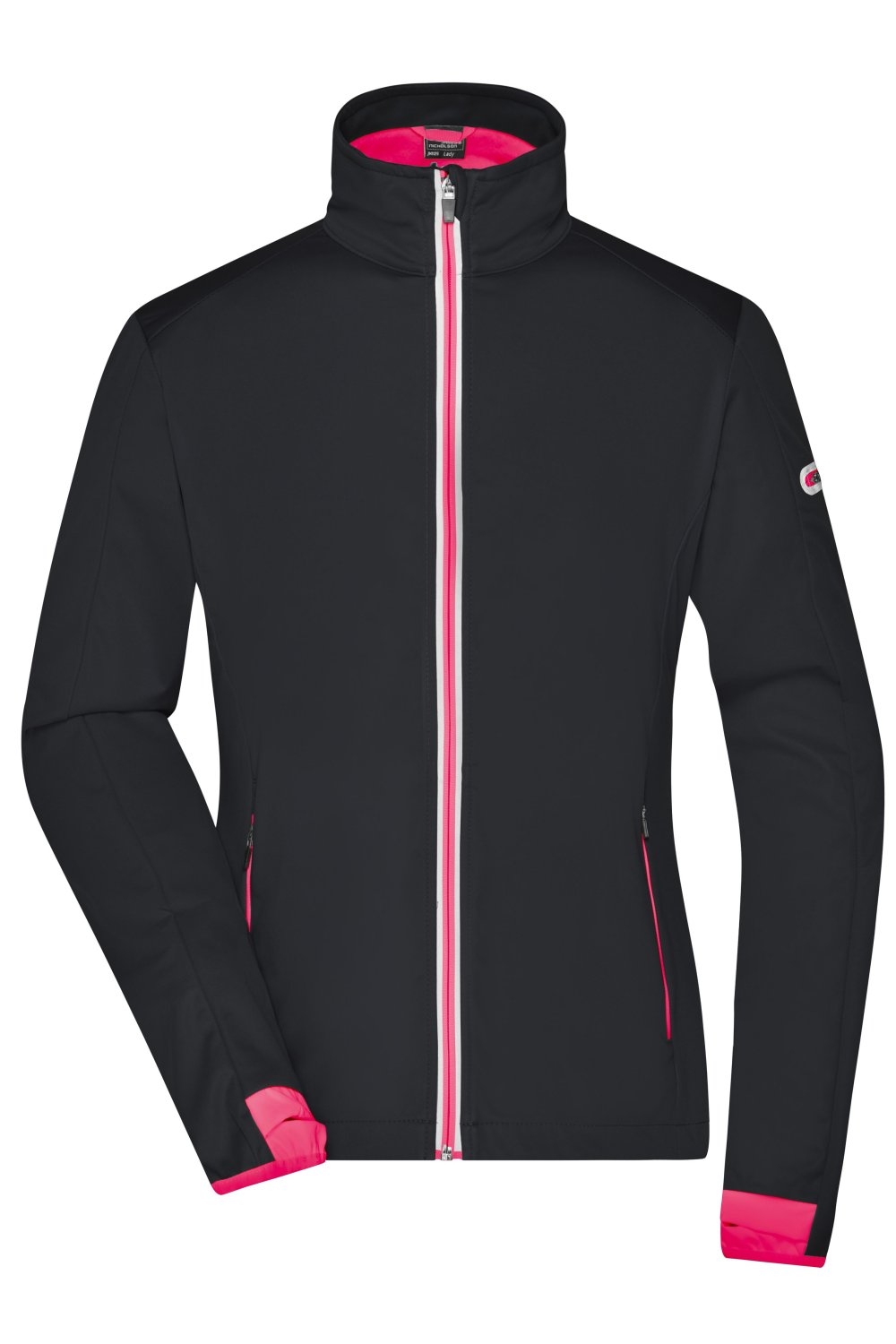 Daiber Ladies' Sports Softshell Jacket in Black/Light-Red – Vorderansicht