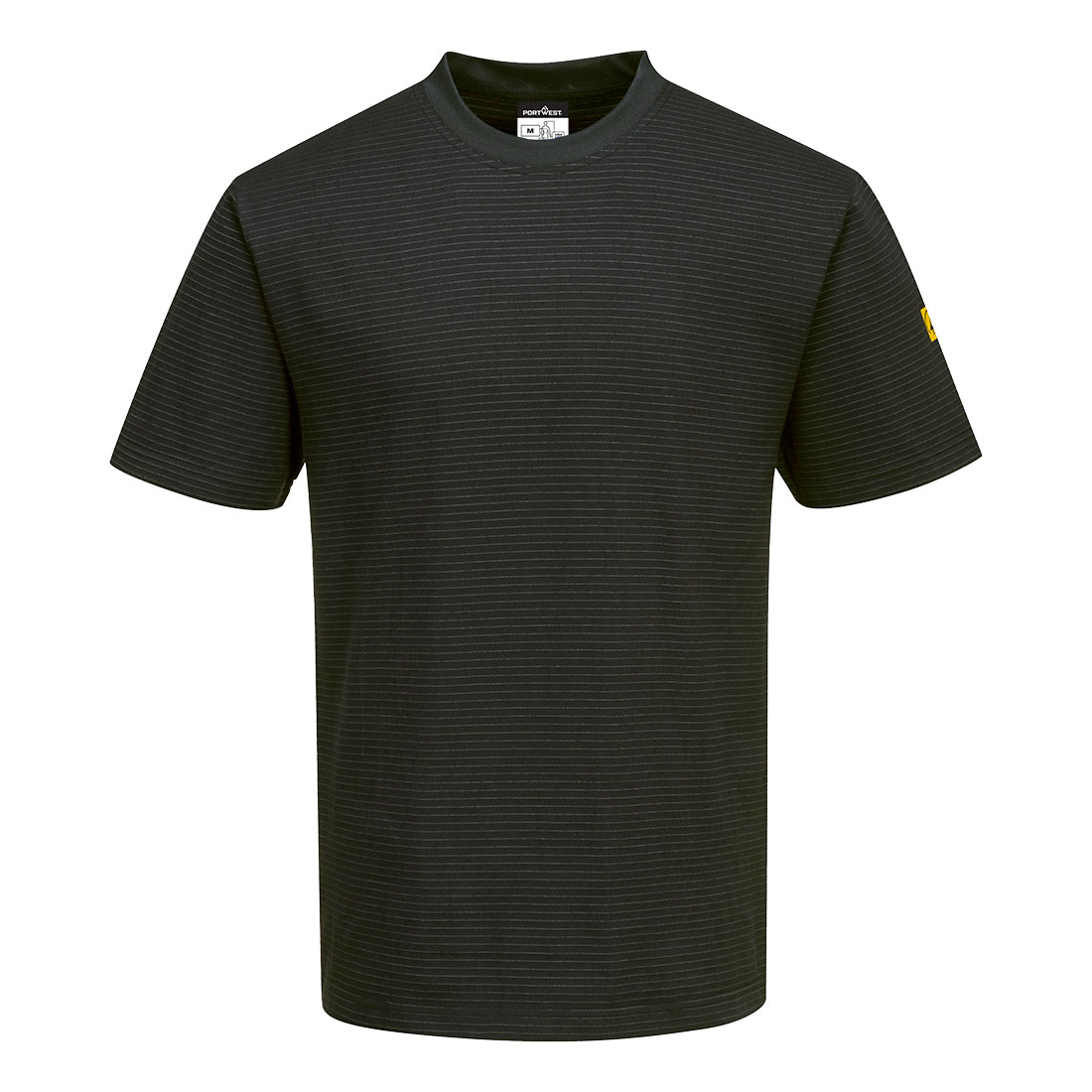 Portwest Anti-Static ESD T-Shirt S/S in Schwarz – Vorderansicht
