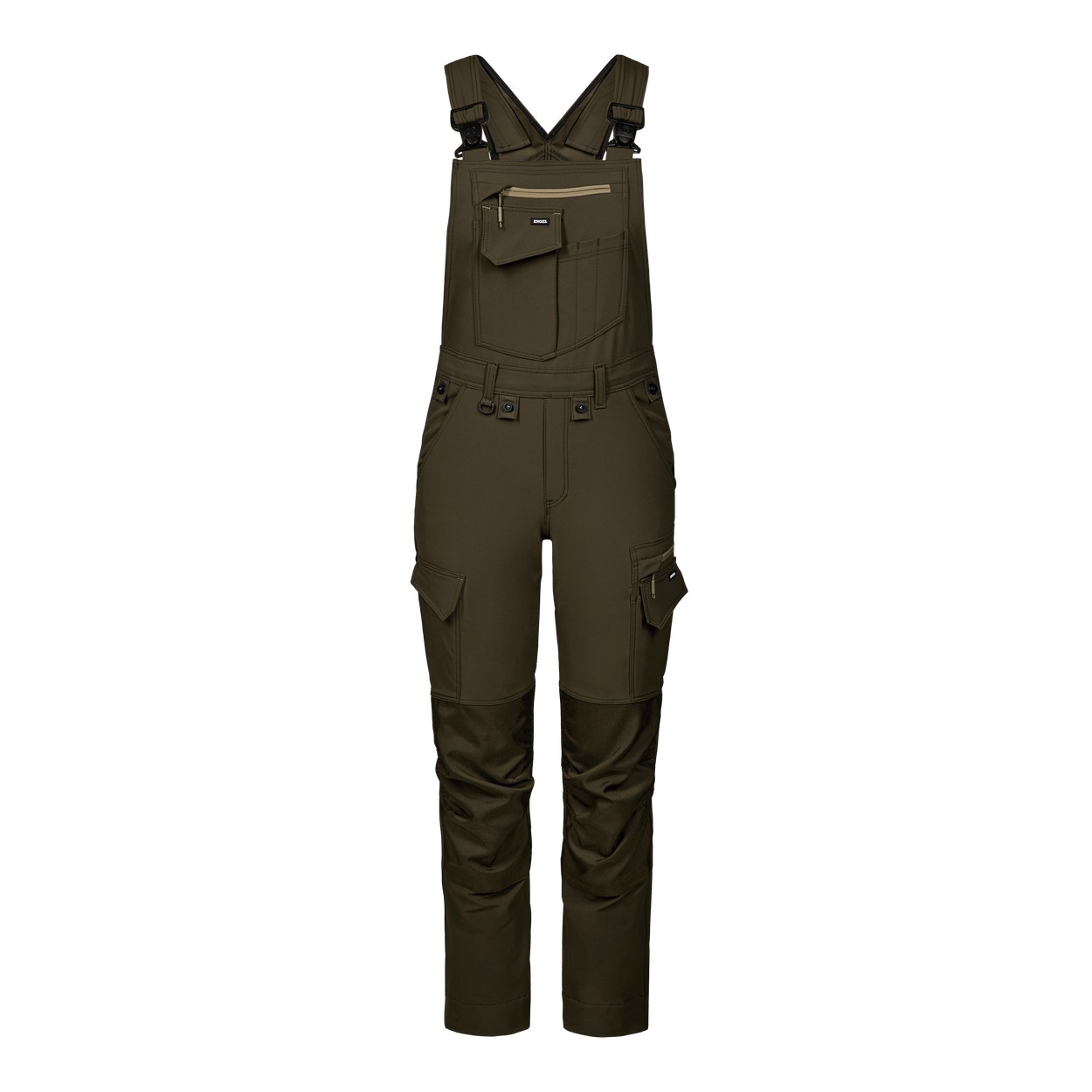 ENGEL Entire 3341-234 Damen Latzhose mit 4-Wege-Stretch in Forest Green/Schwarz – Vorderansicht