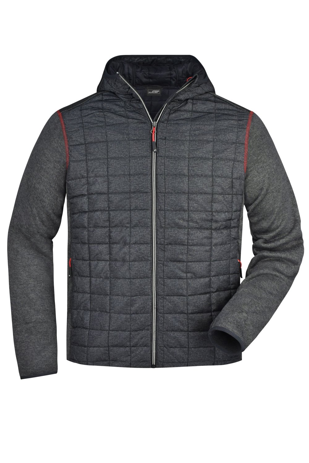 Daiber Men's Knitted Hybrid Jacket in Grey-Melange/Anthracite-Melange – Vorderansicht