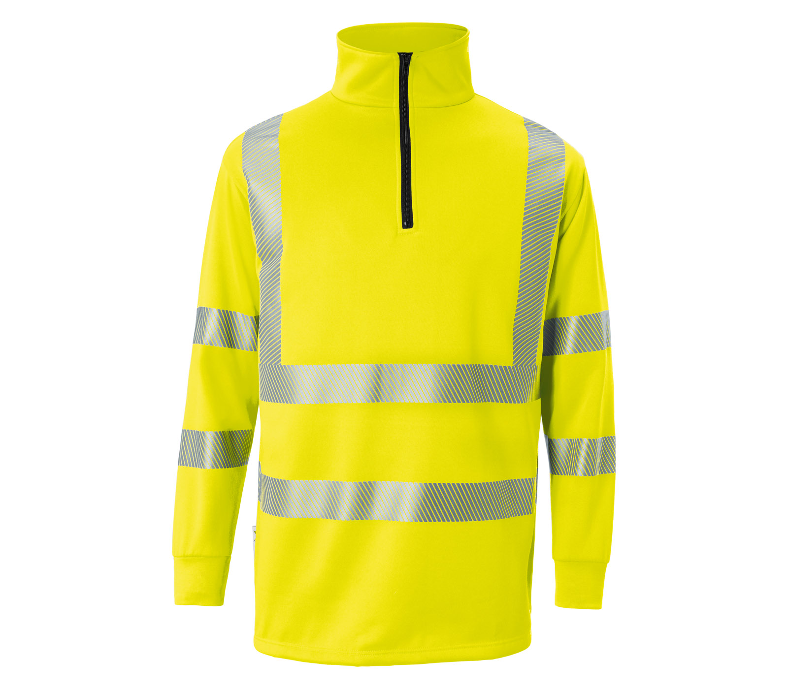 KÜBLER REFLECTIQ Zip-Sweatshirt PSA 2 in Warngelb – Vorderansicht