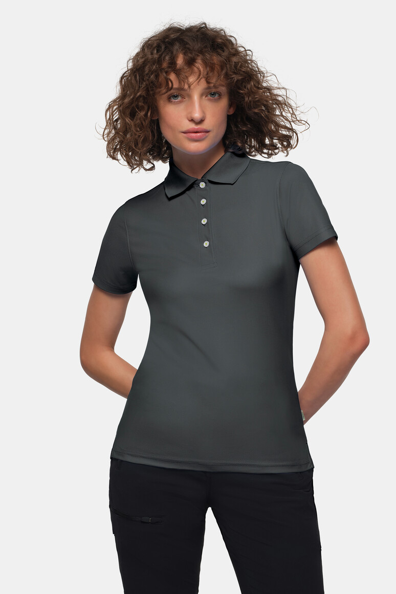 HAKRO 206 Damen Poloshirt COOLMAX® ECO in Anthrazit – Modellansicht