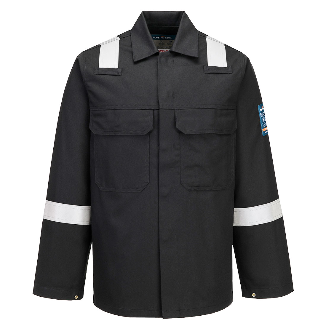 Portwest Bizweld Work FR Jacket in Schwarz – Vorderansicht