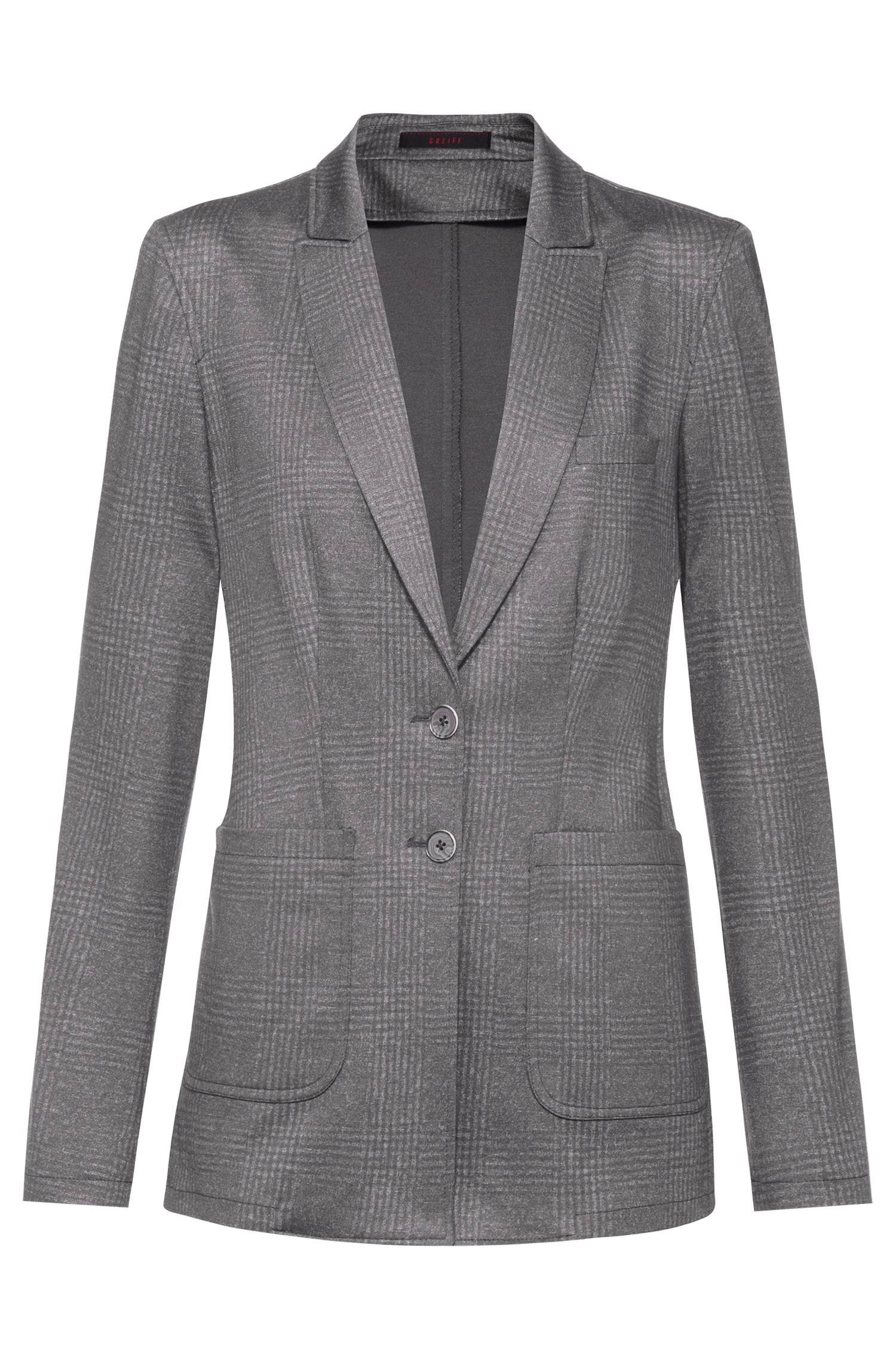 Greiff Damen-Jerseylangblazer RF Casual in Glencheck Hellgrau – Vorderansicht