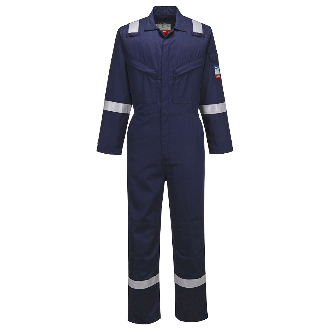 Portwest Bizflame Work Lightweight Insect Repellent FR Coverall in Marine – Vorderansicht