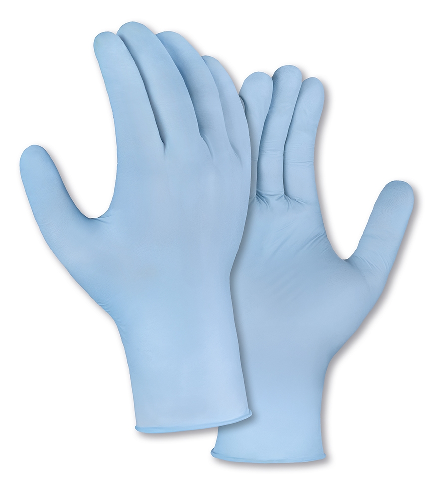 teXXor® Nitril-Einweg-Handschuhe Beschleunigerfrei in Hellblau – Vorderansicht