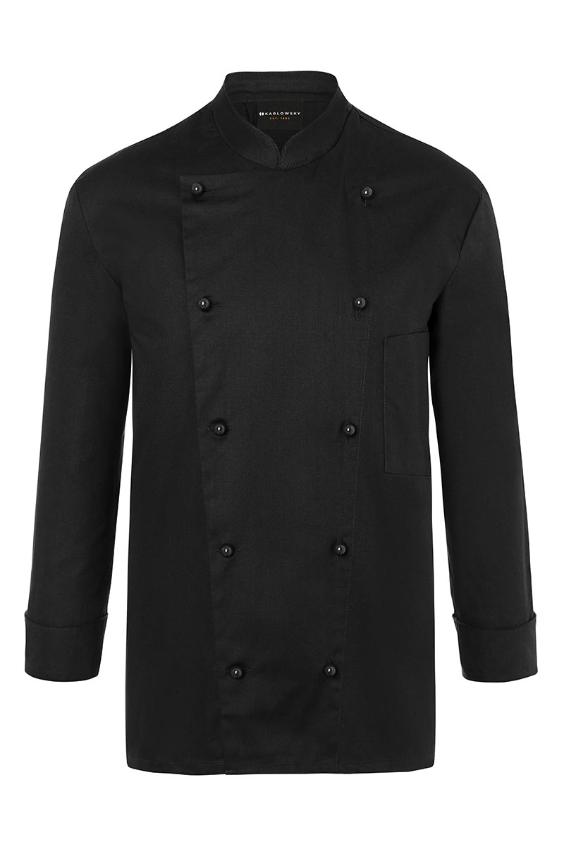 Karlowsky Kochjacke Thomas in Schwarz – Vorderansicht
