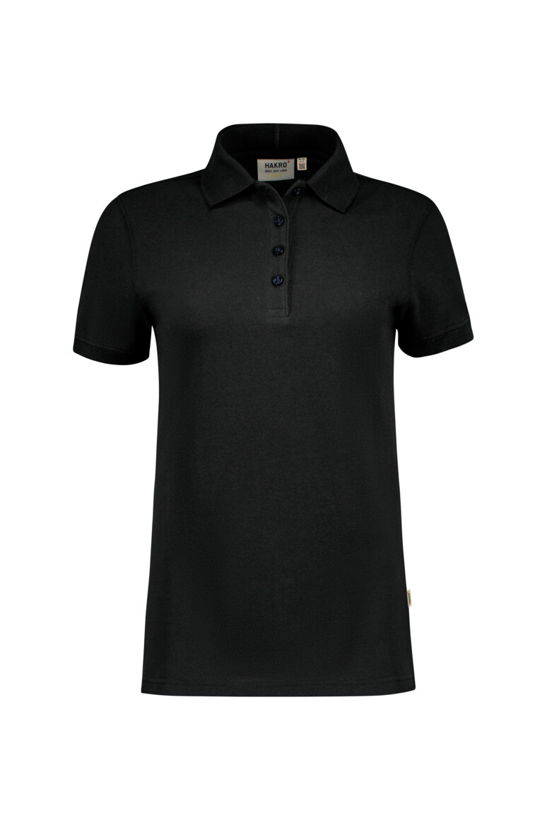 HAKRO 301 Damen Poloshirt Bio-Baumwolle in Schwarz – Vorderansicht